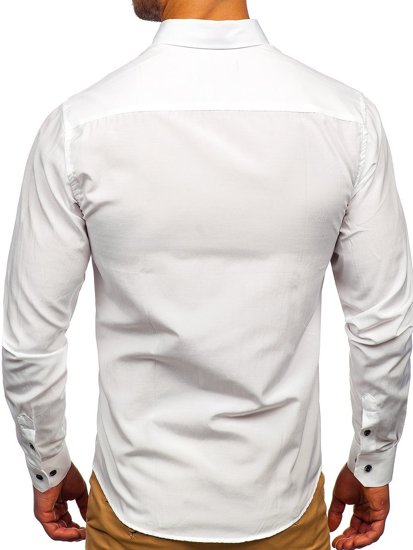 Bolf Herren Hemd Langarm Elegant Weiß 20715