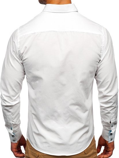 Bolf Herren Hemd Langarm Elegant Weiß 20725