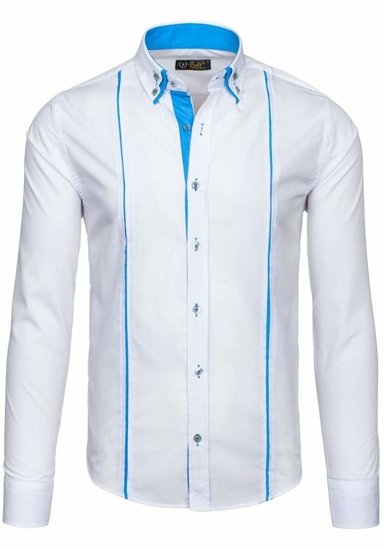 Bolf Herren Hemd Langarm Elegant Weiß 4744