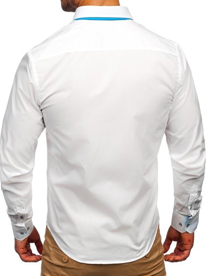 Bolf Herren Hemd Langarm Elegant Weiß 4744