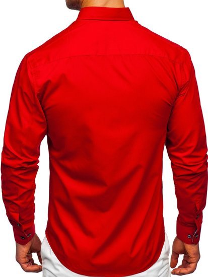 Bolf Herren Hemd Langarm Rot  20719