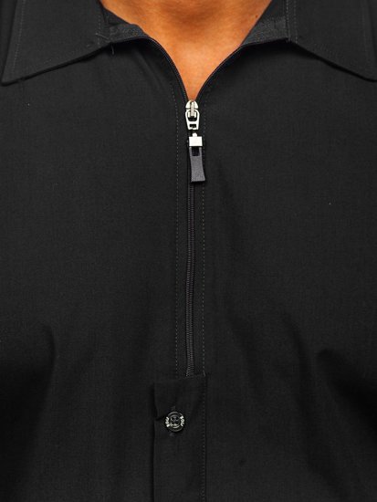 Bolf Herren Hemd Langarm Schwarz  20702