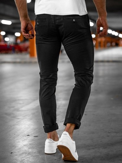 Bolf Herren Hose Chino Schwarz  1146