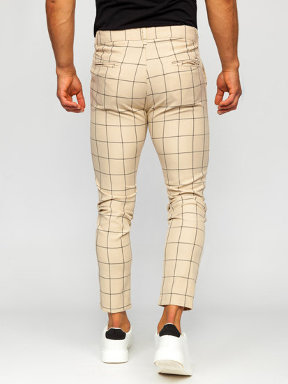 Bolf Herren Hose Chinos Kariert Beige  0037