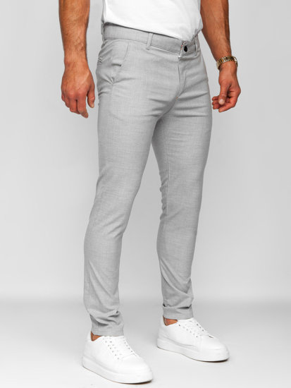 Bolf Herren Hose Chinos Kariert Grau  0041