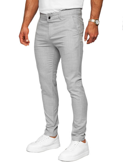 Bolf Herren Hose Chinos Kariert Grau  0041