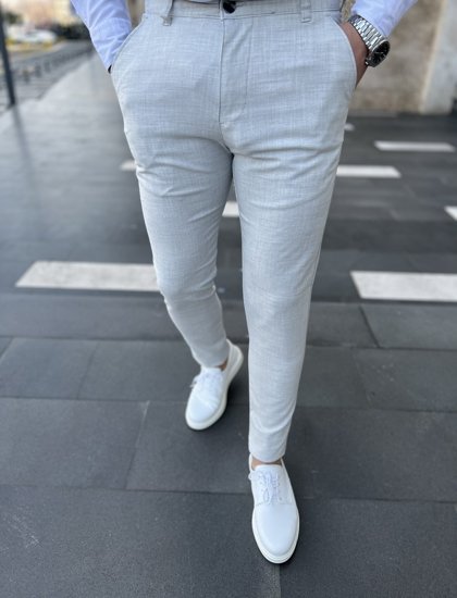 Bolf Herren Hose Chinos Kariert Grau  0041