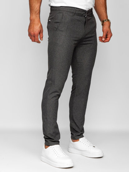 Bolf Herren Hose Chinos Kariert Schwarzgrau  0041