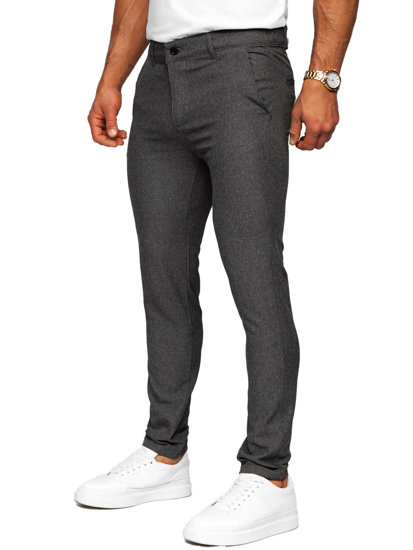 Bolf Herren Hose Chinos Kariert Schwarzgrau  0041