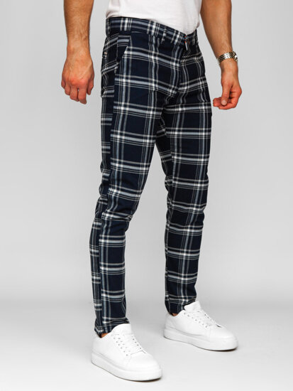 Bolf Herren Hose Joggers Kariert Dunkalblau  184144