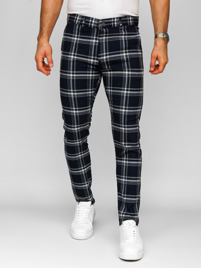 Bolf Herren Hose Joggers Kariert Dunkalblau  184144