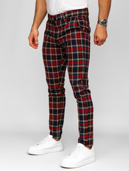 Bolf Herren Hose Joggers Kariert Dunkalblau  184165