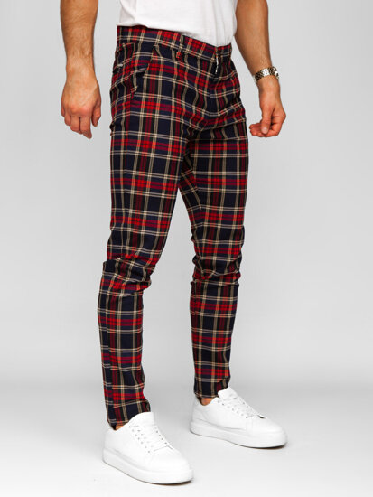 Bolf Herren Hose Joggers Kariert Dunkalblau  184165