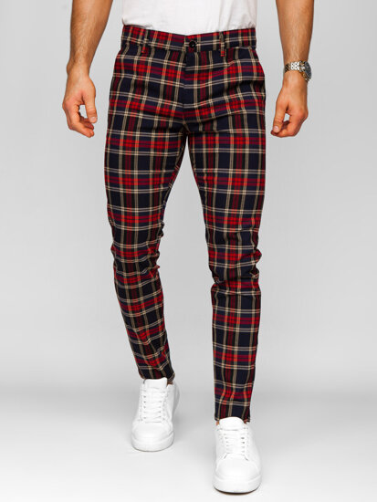 Bolf Herren Hose Joggers Kariert Dunkalblau  184165