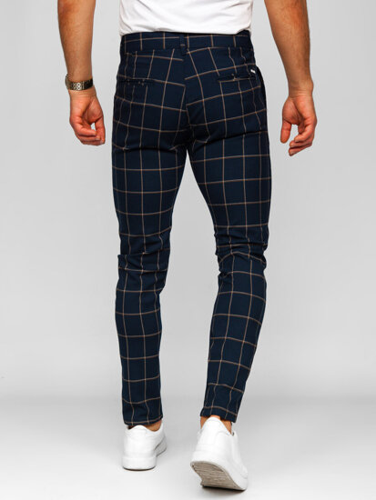 Bolf Herren Hose Joggers Kariert Dunkalblau  184177