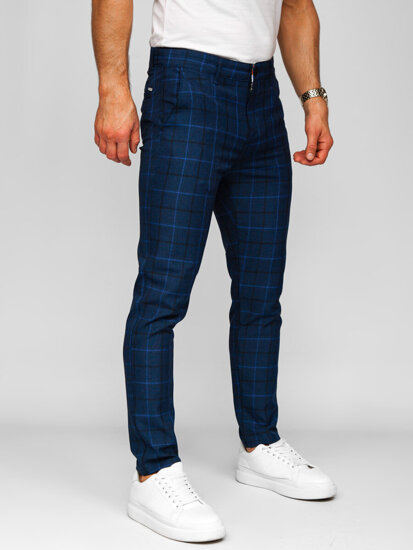 Bolf Herren Hose Joggers Kariert Dunkalblau  184195