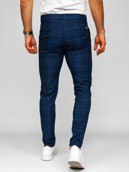 Bolf Herren Hose Joggers Kariert Dunkalblau  184195