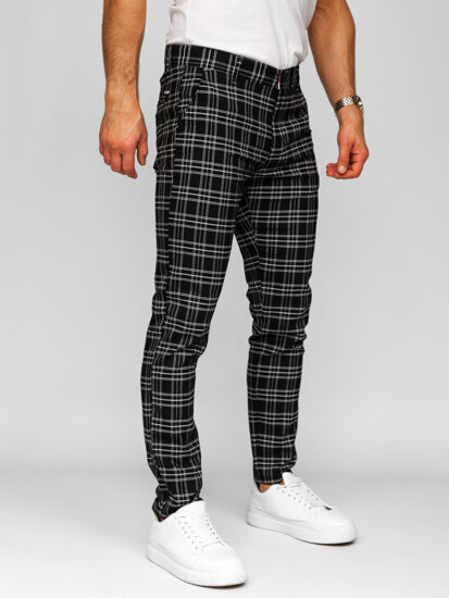 Bolf Herren Hose Joggers Kariert Schwarz  184166