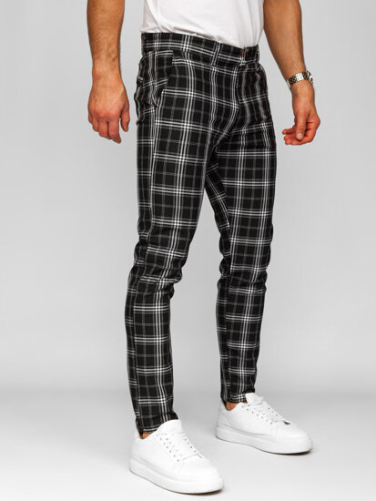 Bolf Herren Hose Joggers Kariert Schwarz  184167