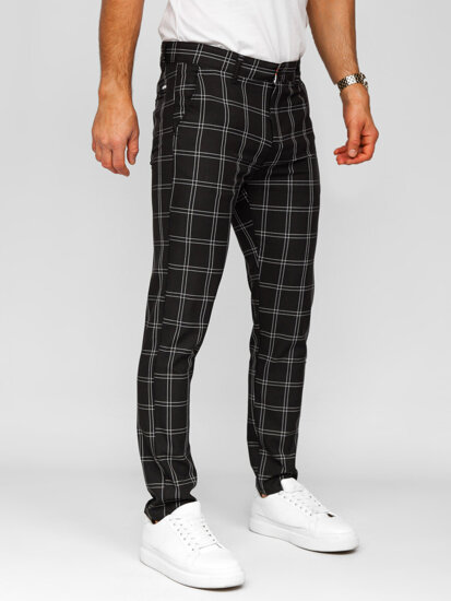 Bolf Herren Hose Joggers Kariert Schwarz  184188