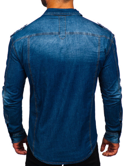 Bolf Herren Jeanshamd Langarm Blau  MC701B