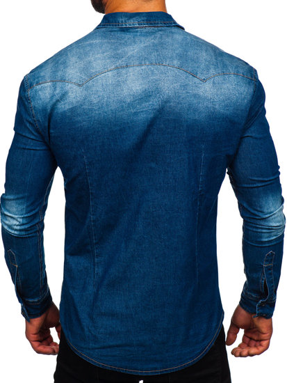 Bolf Herren Jeanshamd Langarm Blau  MC704B