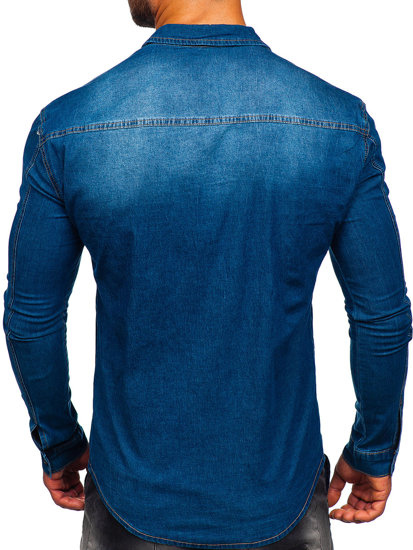 Bolf Herren Jeanshemd Langarm Azurblau  MC7051BC