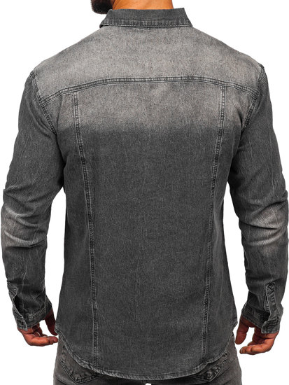 Bolf Herren Jeanshemd Langarm Schwarzgrau  MC712G