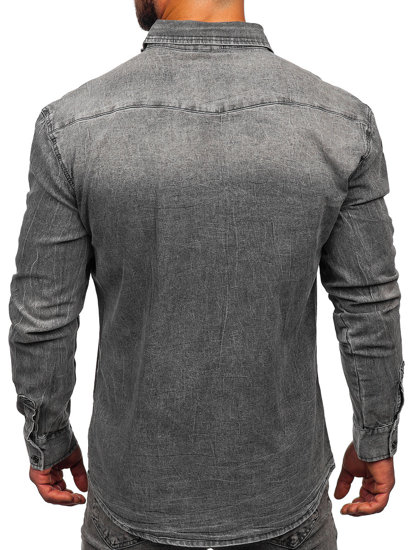 Bolf Herren Jeanshemd Langarm SchwarzgrauMC710G