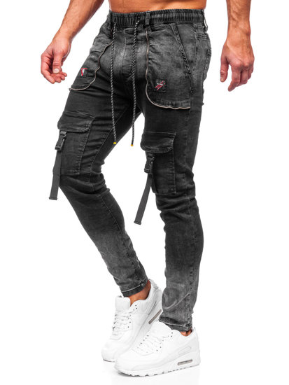 Bolf Herren Jeanshose Cargohose Schwarz  TF167