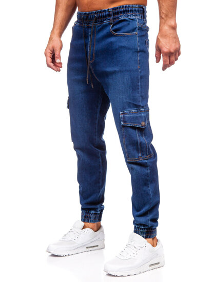 Bolf Herren Jeanshose Joggers Cargohose Dunkelblau 8101