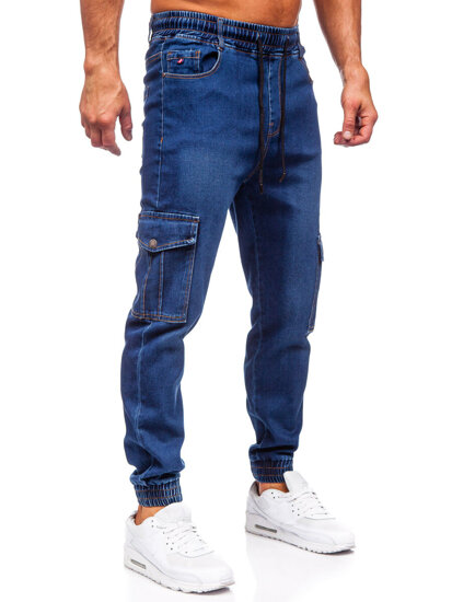 Bolf Herren Jeanshose Joggers Cargohose Dunkelblau 8101