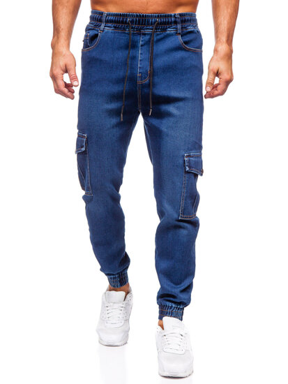 Bolf Herren Jeanshose Joggers Cargohose Dunkelblau 8101