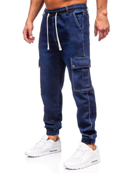 Bolf Herren Jeanshose Joggers Cargohose Dunkelblau 8113