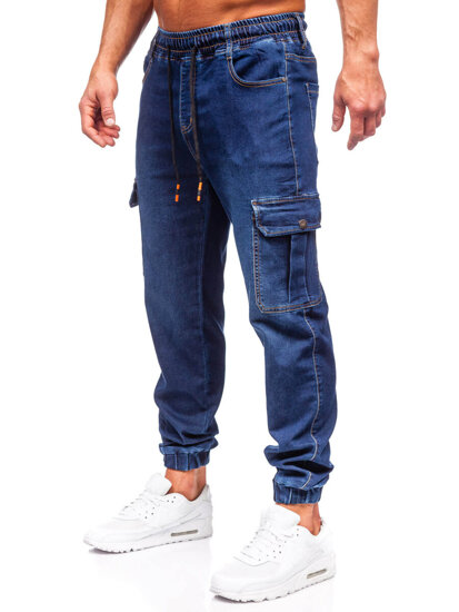 Bolf Herren Jeanshose Joggers Cargohose Dunkelblau  8115