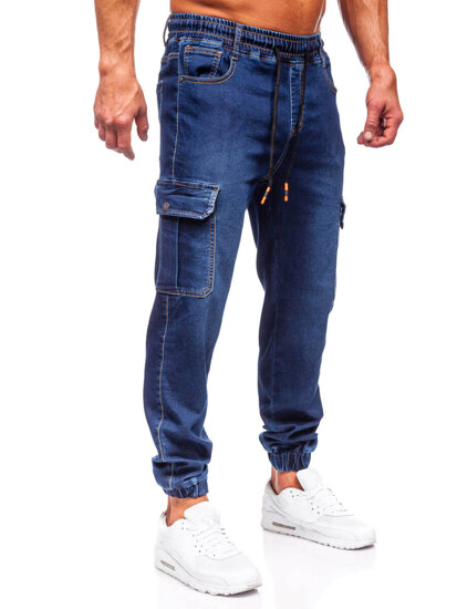 Bolf Herren Jeanshose Joggers Cargohose Dunkelblau  8115