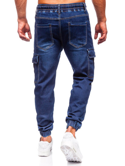 Bolf Herren Jeanshose Joggers Cargohose Dunkelblau  8115