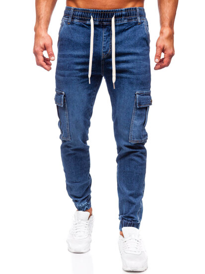 Bolf Herren Jeanshose Joggers Cargohose Dunkelblau  8117