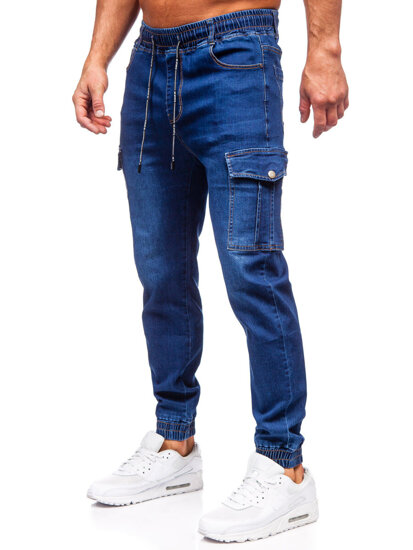 Bolf Herren Jeanshose Joggers Cargohose Dunkelblau 8123