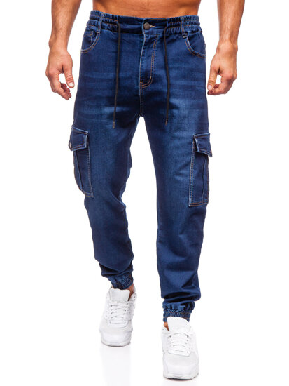 Bolf Herren Jeanshose Joggers Cargohose Dunkelblau 8132