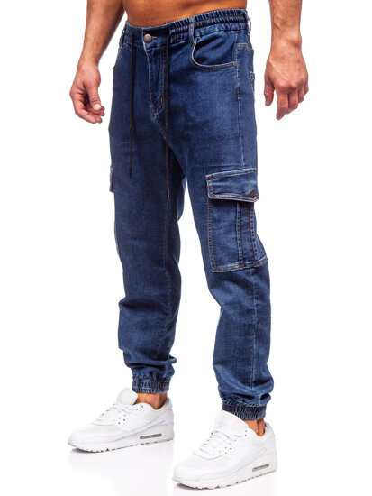 Bolf Herren Jeanshose Joggers Cargohose Dunkelblau 8133