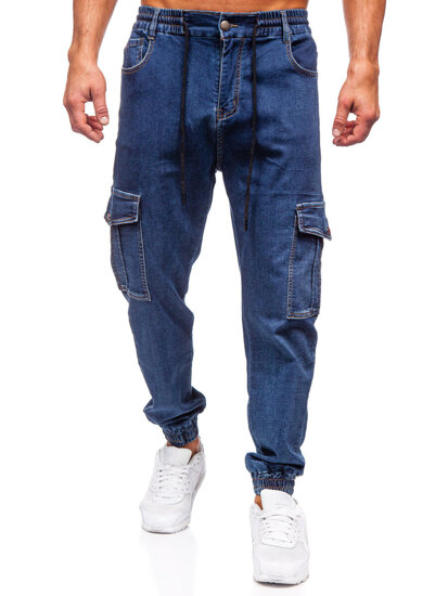 Bolf Herren Jeanshose Joggers Cargohose Dunkelblau 8133