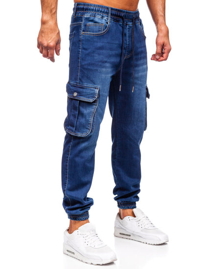 Bolf Herren Jeanshose Joggers Cargohose Dunkelblau 8166