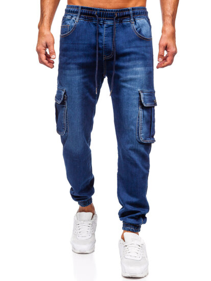 Bolf Herren Jeanshose Joggers Cargohose Dunkelblau 8166