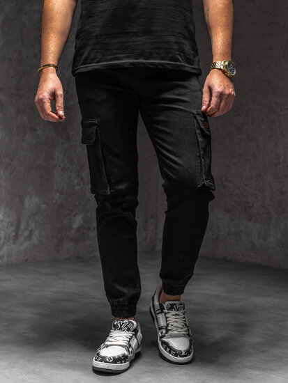 Bolf Herren Jeanshose Joggers Cargohose Schwarz  8165A1