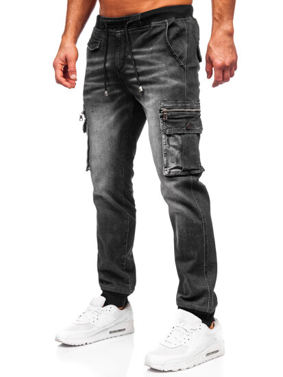 Bolf Herren Jeanshose Joggers Cargohose Schwarz  MP0108N