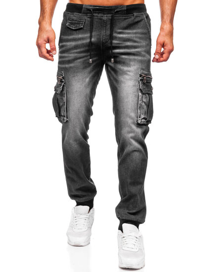 Bolf Herren Jeanshose Joggers Cargohose Schwarz  MP0108N