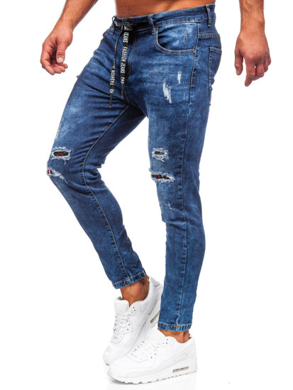 Bolf Herren Jeanshose regular fit Dunkelblau TF092