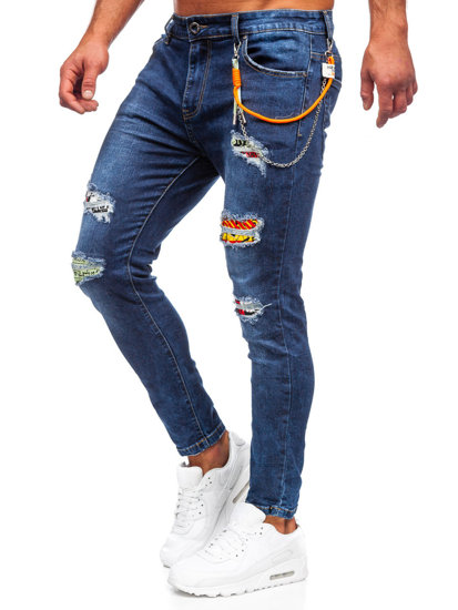 Bolf Herren Jeanshose regular fit Dunkelblau TF093