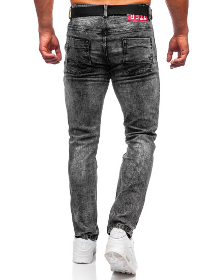 Bolf Herren Jeanshose skinny fit mit Gürtel Schwarz  R61104S1